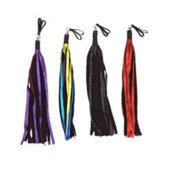 Metallic Leather Floggers, w/Fingerloops (Available in 4 dazzling colors)